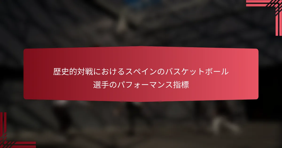 歴史的対戦におけるスペインのバスケットボール選手のパフォーマンス指標