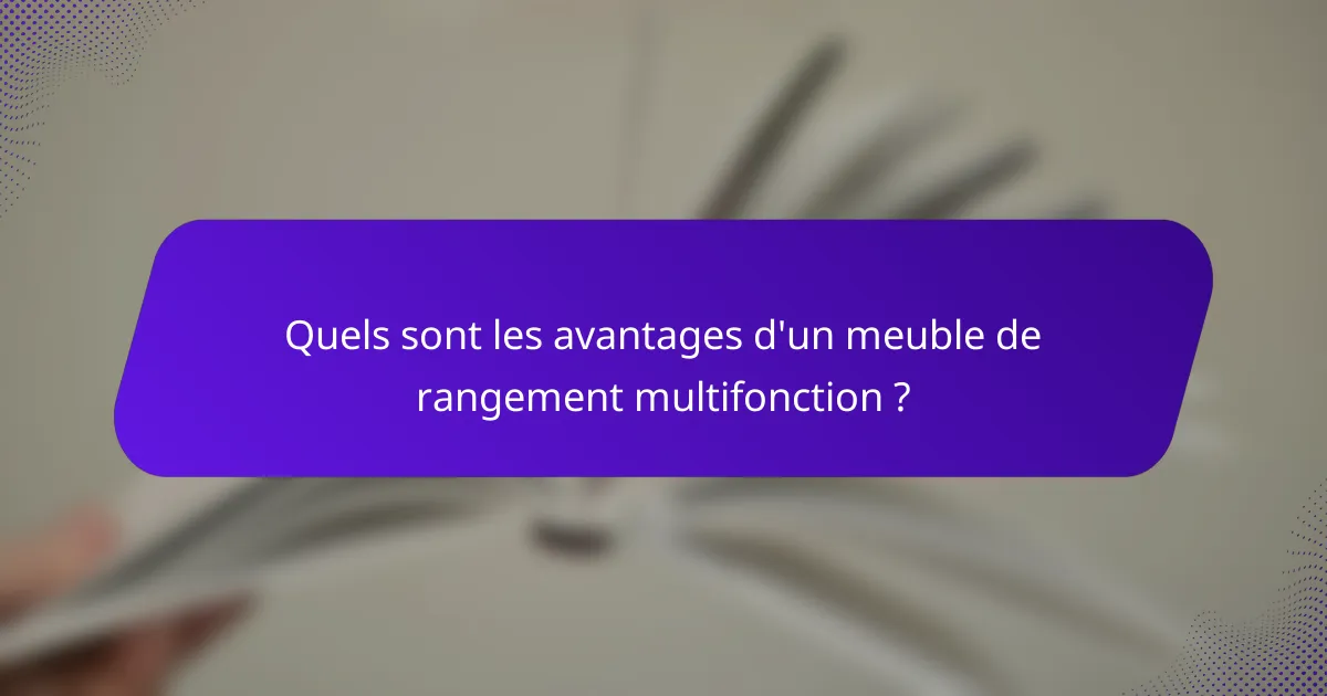 Quels sont les avantages d'un meuble de rangement multifonction ?
